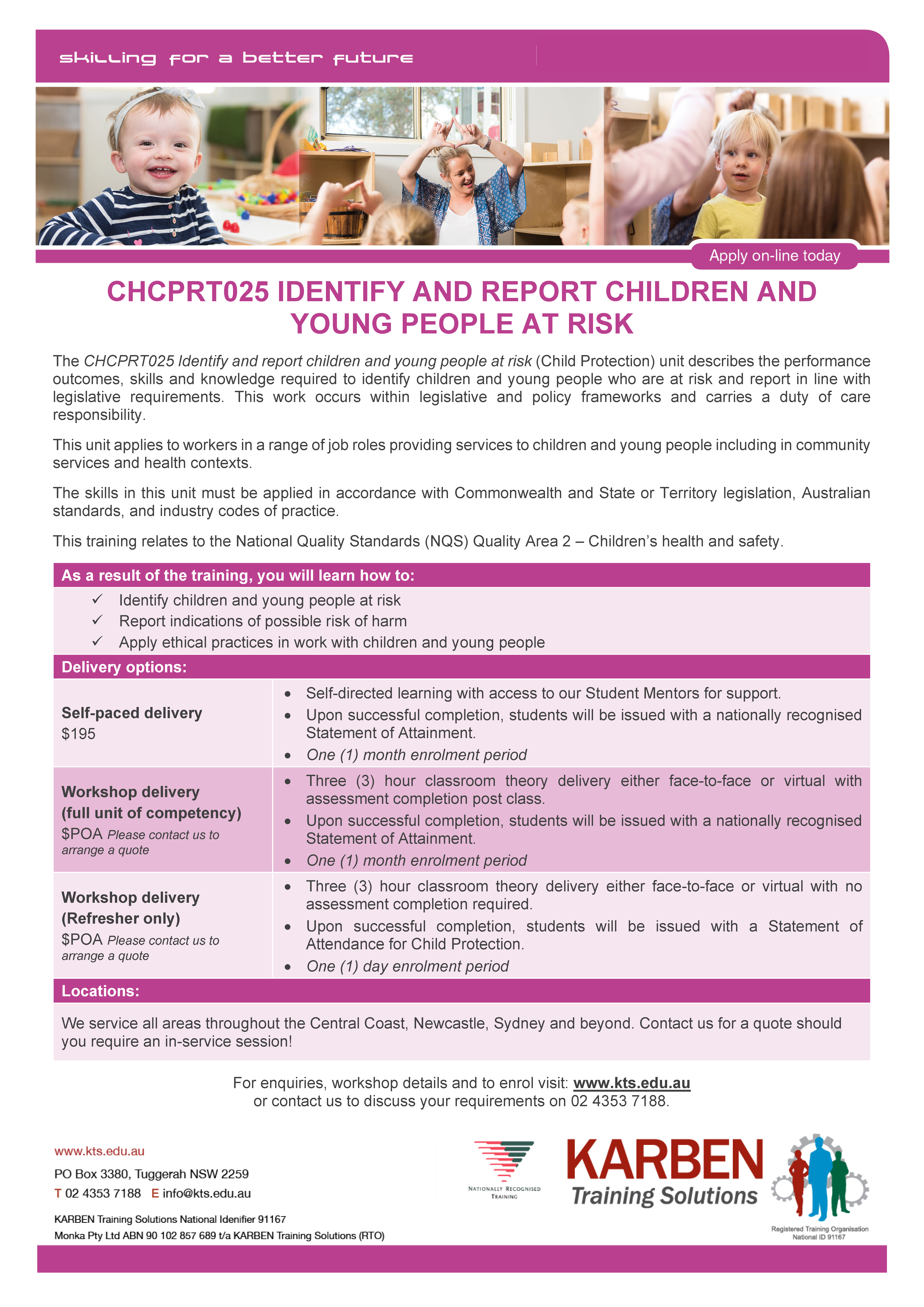 CHCPRT025 Identify and report children and young people at risk